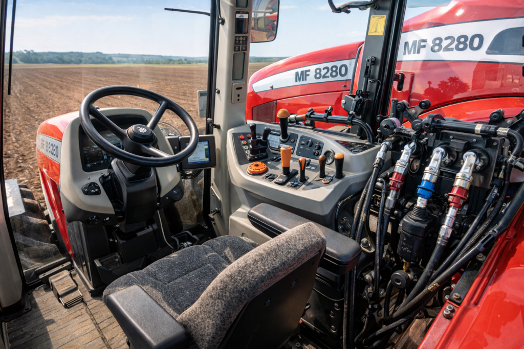 Traktor MF 8280 kabina i hidraulični sistem u detalju