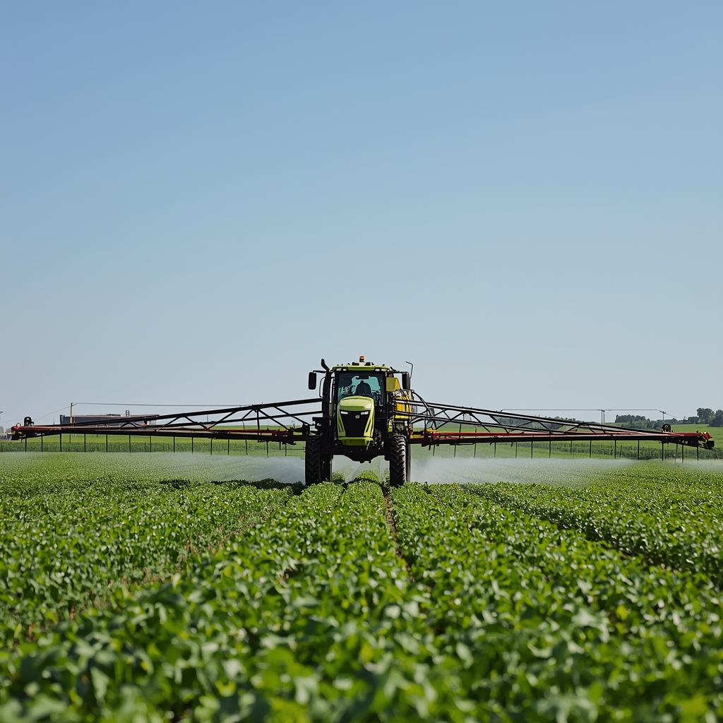 Prskalica UG 2000 Special u radu – vučena traktorska prskalica sa radnim zahvatom 18 metara.